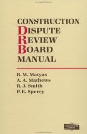 Tapa de Construction Dispute Review Board Manual