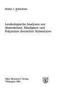 Tapa de Lexikologische Analysen zur Abstraktheit, Häufigkeit und Polysemie deutscher Substantive