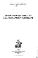 Tapa de Du secret des clandestins à la propagande voltairienne