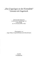 Tapa de "Das Ungenügen an der Normalität"