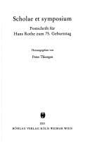 Tapa de Bausteine zur Slavischen Philologie und Kulturgeschichte. Reihe A, Slavistische Forschungen N.F., Bd. 44: Scholae et symposium: Festschrift f ur Hans Rothe zum 75. Geburtstag