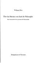 Tapa de Über das Märchen vom Ende der Philosophie