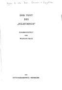 Tapa de Der Text des "Nilhymnus."