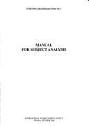 Tapa de Manual for subject analysis