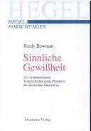 Tapa de Sinnliche Gewissheit: zur systematischen Vorgeschichte eines Problems des deutschen Idealismus