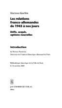 Tapa de Les relations franco-allemandes de 1945 à nos jours