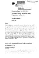 Tapa de The effect of IMF and World Bank programmes on poverty