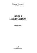 Tapa de Lettere a Luciano Guarnieri