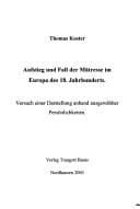 Tapa de Aufstieg und Fall der Mätresse im Europa des 18. Jahrhunderts