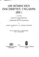 Tapa de Die Römischen Inschriften Ungarns (RIU)