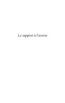 Tapa de Le rapport à l'oeuvre