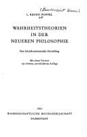 Tapa de Wahrheitstheorien in der neueren Philosophie