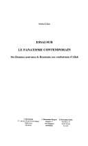 Tapa de Essai sur le fanatisme contemporain