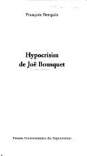 Tapa de Hypocrisies de Joë Bousquet