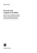 Tapa de Klio: Beihefte, N.F., Bd. 8: Gewalt und religi oser Konflikt: Studien zu den Auseinandersetzungen zwischen Christen, Heiden und Juden im Osten des R omischen Reiches (von Konstantin bis Theodosius II.)