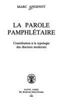 Tapa de La parole pamphlétaire