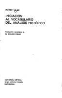 Tapa de Iniciación al vocabulario del análisis histórico
