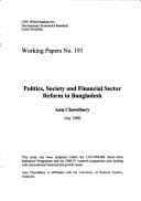 Tapa de Politics, society and financial sector reform in Bangladesh