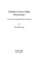 Tapa de Einblicke in Franz Kafkas "Betrachtung": Analyse und literaturgeschichtliche Einordnung