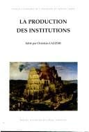 Tapa de La production des institutions
