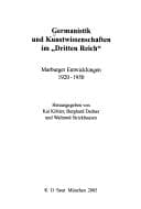 Tapa de Germanistik Und Kunstwissenschaften Im Dritten Reich: Marburger Entwicklungen 1920-1950 (Academia Marburgensis) (German Edition)