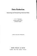 Tapa de Data reduction; analysing and interpreting statistical data