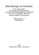 Tapa de Neue Beiträge zur Semitistik