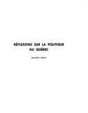 Tapa de Reflections sur la politique au Qubec