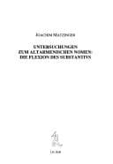 Tapa de M unchener Studien zur Sprachwissenschaft. Supplement, Beiheft 22: Untersuchungen zum altarmenischen Nomen: die Flexion des Substantivs