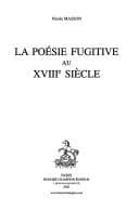 Tapa de La poésie fugitive au XVIIIe siècle