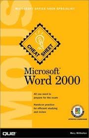 Tapa de Microsoft Word 2000 MOUS cheat sheet