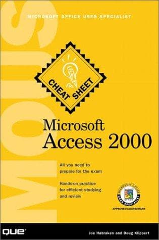 Tapa de Microsoft Access 2000 MOUS cheat sheet