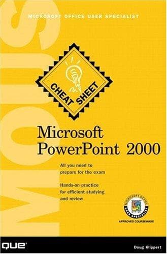 Tapa de Microsoft PowerPoint 2000 Microsoft Office User Specialists Cheat Sheet