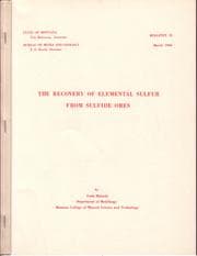 Tapa de The recovery of elemental sulfur from sulfide ores