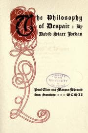 Tapa de The philosophy of despair