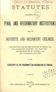 Tapa de Statutes relating to penal and rfeormatory [sic] institutions, and to destitute and delinquent children