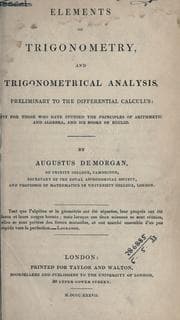 Tapa de Elements of trigonometry, and trigonometrical analysis, preliminary to the differential calculus