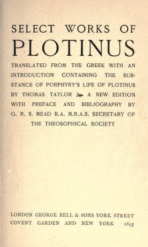 Tapa de Select works of Plotinus