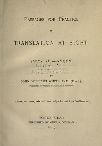 Tapa de Passages for practice in translation at sight