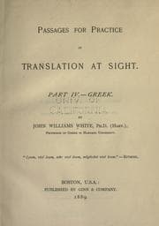 Tapa de Passages for practice in translation at sight