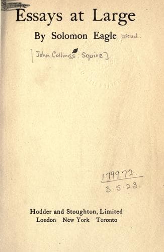 Tapa de Essays at large