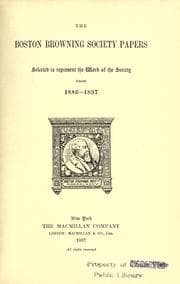 Tapa de The Boston Browning society papers