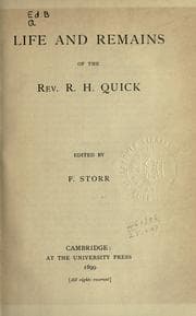 Tapa de Life and remains of the Rev. R.H. Quick