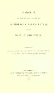 Tapa de Postscript to the second edition of Archdeacon Hare's letter to the Dean of Chichester