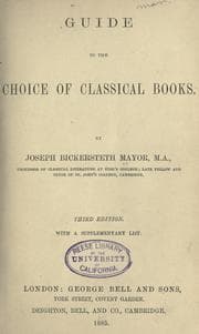 Tapa de Guide to the choice of classical books