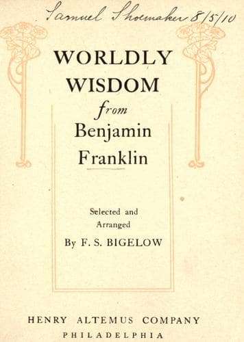 Tapa de Worldly wisdom from Benjamin Franklin