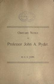 Tapa de Obituary notice of Professor John A. Ryder
