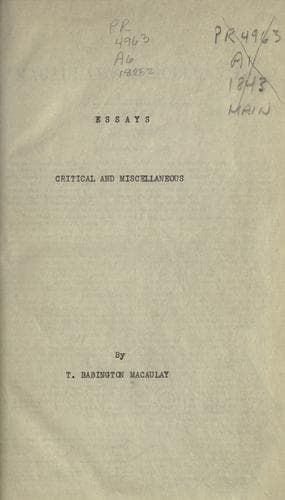 Tapa de Macaulay's miscellanies
