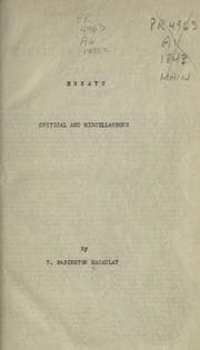 Tapa de Macaulay's miscellanies