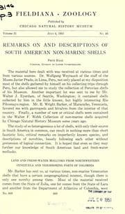 Tapa de Remarks on and descriptions of South American nonmarine shells